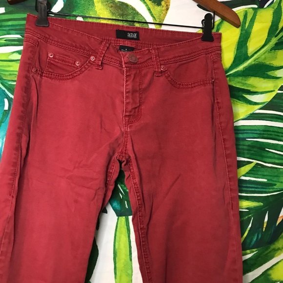GUC $52 A.N.A Womens Size 4 Red Skinny Casual Disneybound Mickey Mouse Pants - Picture 4 of 9